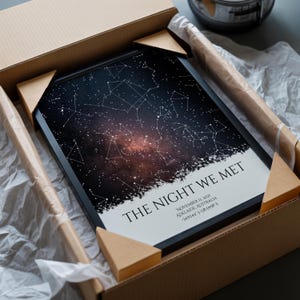 Custom Star Map - Unique Romantic Gift for Him or Her - Personalized Night Sky Print by Date - Perfect Christmas or Anniversary Gift