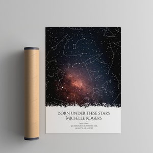 On the Day You Were Born Print- Birthday Star Map- Night Sky Birth Date ...