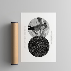 a premium star map poster, black and white