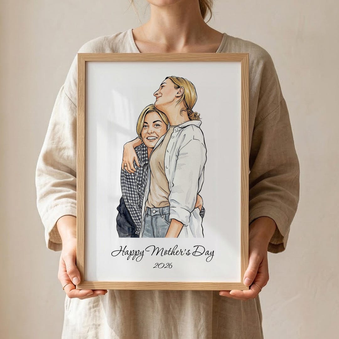 Custom Mother Daughter Portrait, Personalized Mothers Day Gift From ...