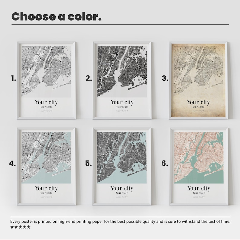 Custom City Map Prints - Set Of 3 Custom Maps Office Wall Art, Any City Custom City Map Wall Art, Personalized Hometown City Map Posters