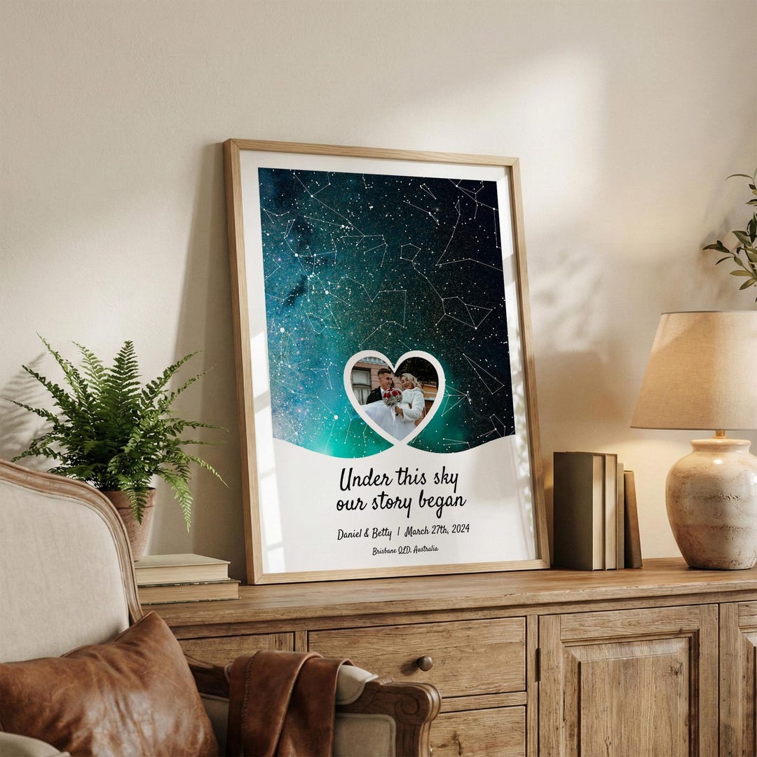 The Night We Met Anniversary Star Map Gift, Custom Wedding Date Night ...