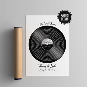 Our First Dance Song - Custom Vinyl Lyrics Print Wedding Anniversary Gift, Wedding Song Lyrics Wall Art Newlywed Christmas Gift