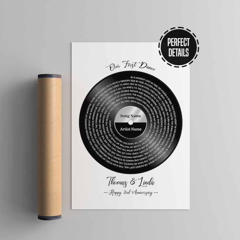 Our First Dance Song - Custom Vinyl Lyrics Print Wedding Anniversary Gift, Wedding Song Lyrics Wall Art Newlywed Christmas Gift