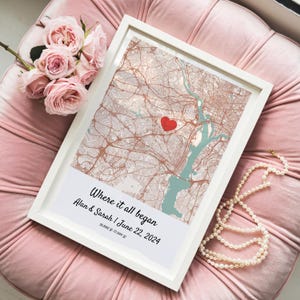 Carte personnalisée où nous nous sommes rencontrés, cadeau d'anniversaire unique, carte où tout a commencé, carte cadeau de Saint-Valentin pour lui ou pour elle, premier rendez-vous amoureux, carte