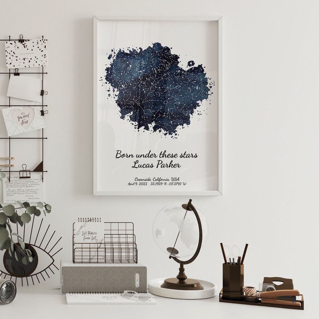 On the Day You Were Born Print- Birthday Star Map- New Baby