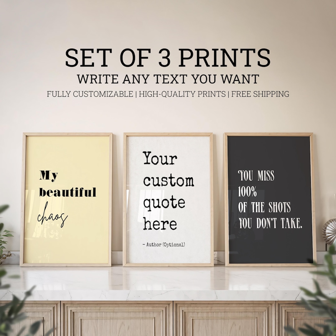 Set of 3 Custom Quote Prints | Personalized Office Wall Art ...