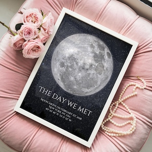 Stampa personalizzata della fase lunare "The Night We Met" - Regalo unico per San Valentino per lui o per lei, regalo di anniversario personalizzato della fase lunare per le coppie
