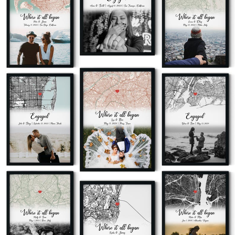 Where It All Began Map Anniversary Gift, First Date Map Unique 1st Anniversary Gift, Personalized Map Print Wedding Anniversary Gift For Him