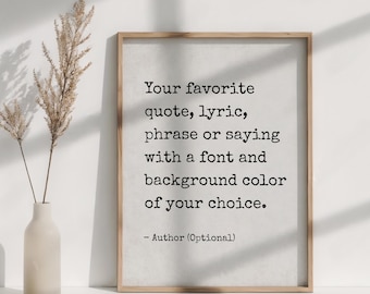 Any Text Custom Quote Print Office Wall Art - Custom Text Typewriter Print, Quote Wall Art Cubicle Decor, Custom Text Motivational Poster