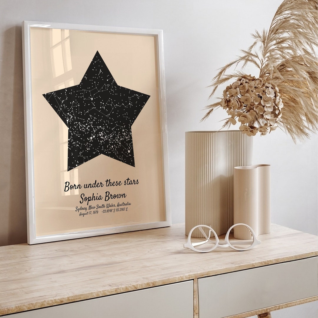 The Day You Were Born Star Map Print Unique Birthday Gift, the Night ...