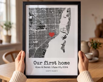 Onze eerste huisplattegrond, gepersonaliseerd housewarmingcadeau | Eerste huiscadeau voor een stel | Plattegrond op maat, nieuw huiscadeau voor een stel | Nieuw huiscadeau