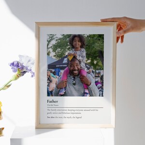 Cartaz com definição de pai, presente personalizado com foto para o dia dos pais - presente de dia dos pais da filha, impressão com definição de pai, presente para novo pai