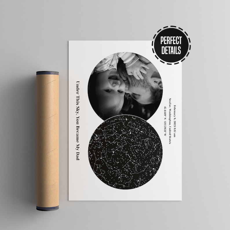 The Day You Became My Dad Custom Star Map - First Time Dad Christmas Gift, Night Sky By Date Print New Dad Birthday Gift