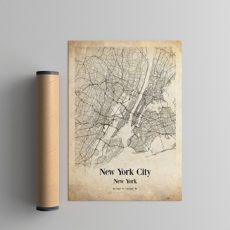 Custom City Map Print - Any City Vintage City Map Poster Personalized City Map Wall Art, Hometown Map Custom Map Gift