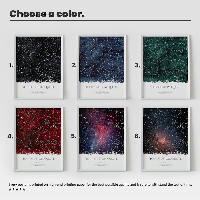 On the Day You Were Born Star Map Print- Birth Date Constellation Map ...
