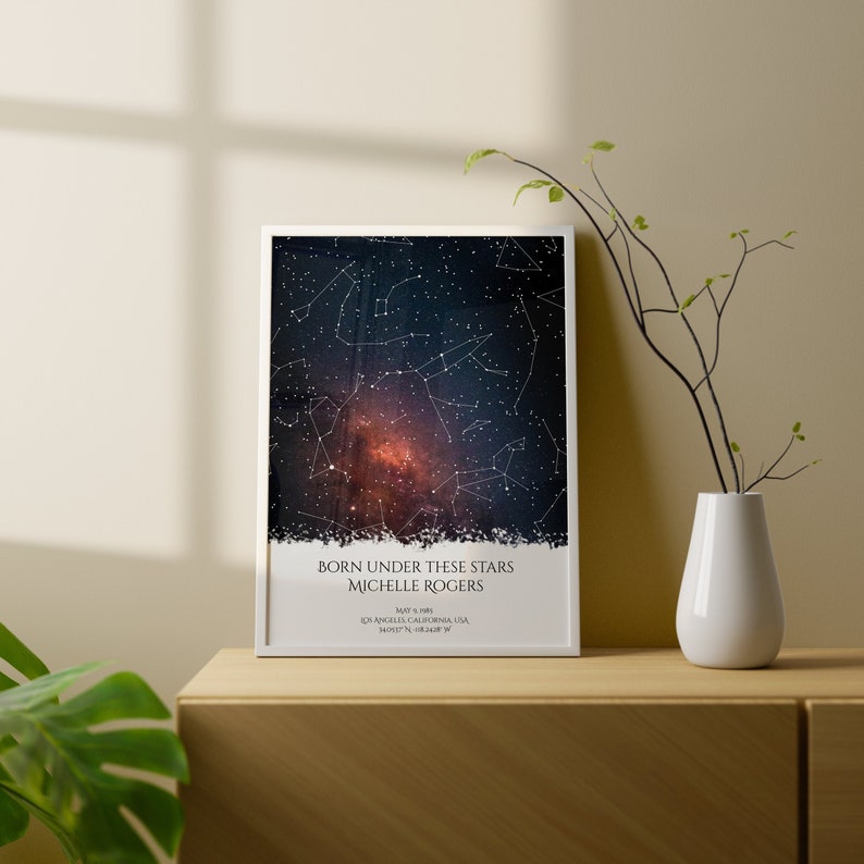 On the Day You Were Born Print- Birthday Star Map- Night Sky Birth Date ...
