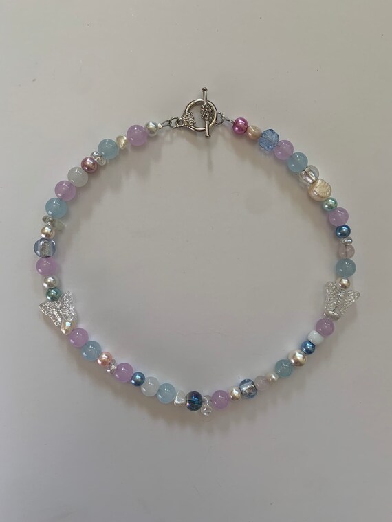 Simple Pink Blue Purple Pearl Butterfly Fairycore Choker - Etsy