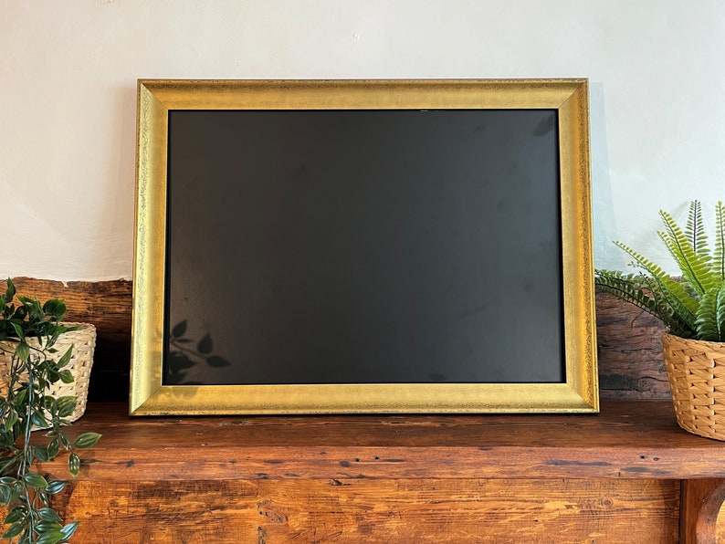 Professionally framed chalkboard / noticeboard. Real wood frame. Gold / Silver / Pewter hand finished Italian mouldings framed in the UK. image 1