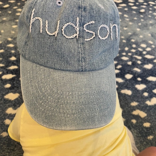 Custom Embroidered Denim Hat, Toddler Baseball Cap / Snapback, Handmade Kid's Name Gift, Denim Baby Hat