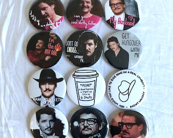 2.25” (58mm) Pedro Pascal Daddy Button Pins SET #2 Accesories, Gifts, Party Favors