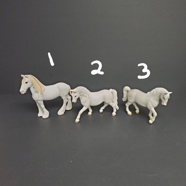 Schleich Horses Shire Mare Horse White Braids 2012, White LIPIZZANER MARE Horse 5" 2016, LIPIZZANER Stallion White Gray Figure 2004