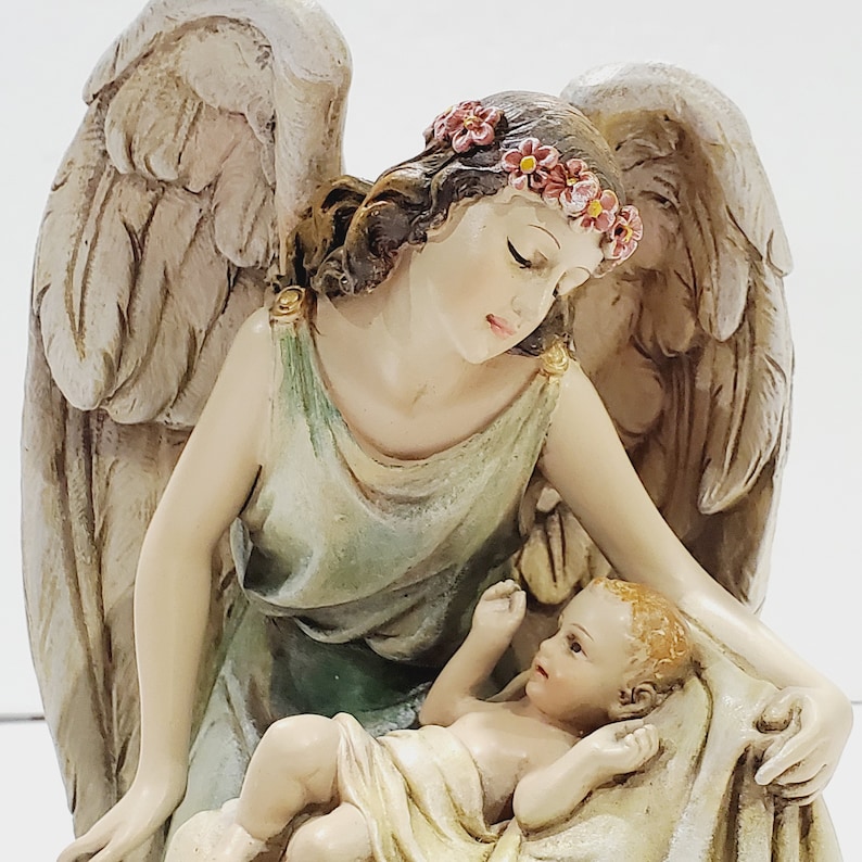 Napco Angel Holding Baby Resin Nativity Scene Christmas Decor Etsy