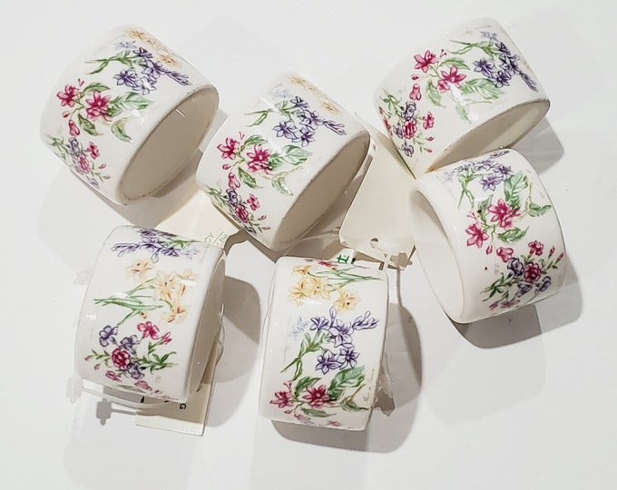 Ceramic Floral Napkin Rings Yellow Pink Blue Floral Napkin Ring Easter