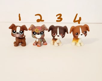 LPS Littlest Pet Shop Dogs Boxer #83, Postcard Boxer #1840, Chocolate Boxer #287, Brown Boxer #25