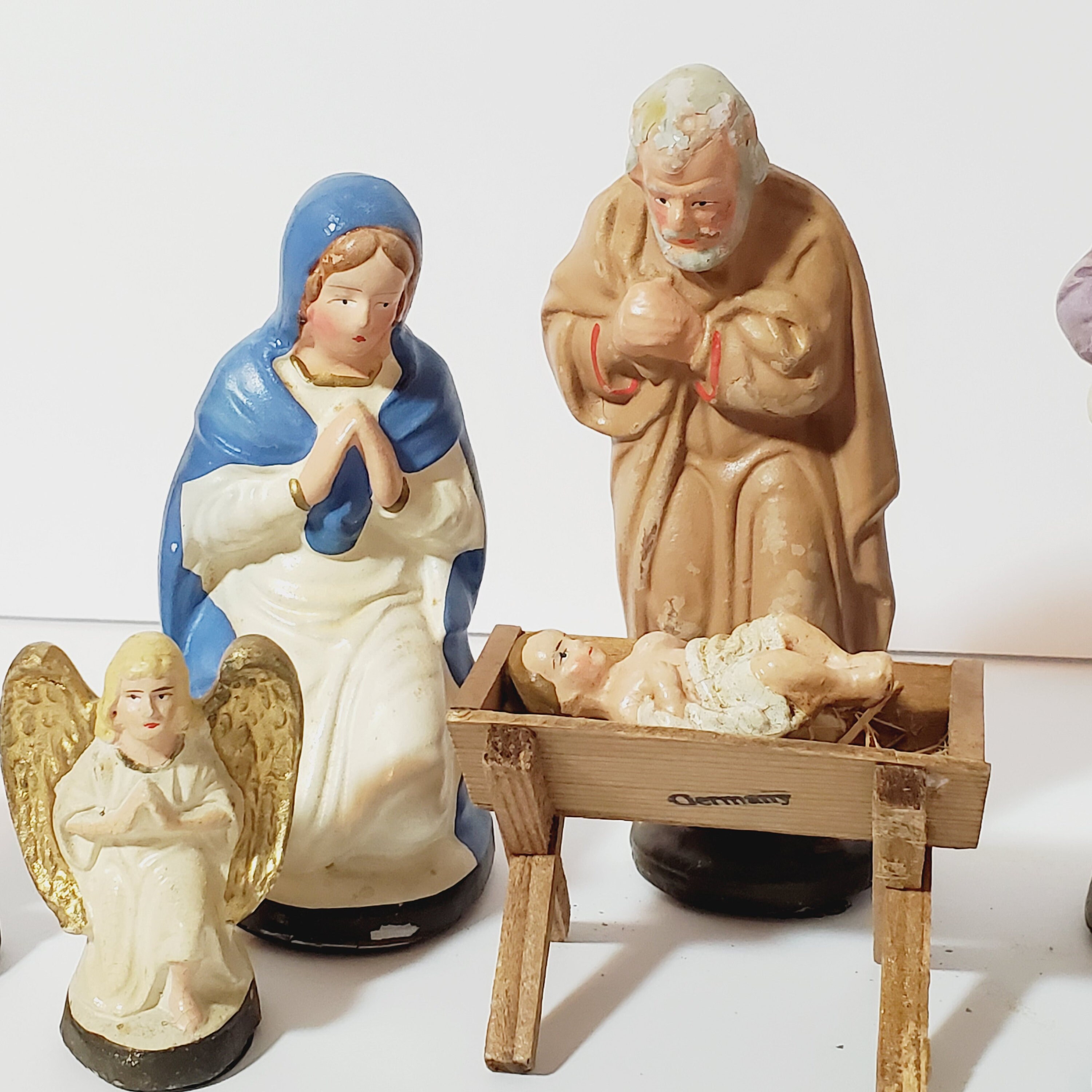 Vintage German Nativity Set of 9 Figurines Paper Mache Etsy