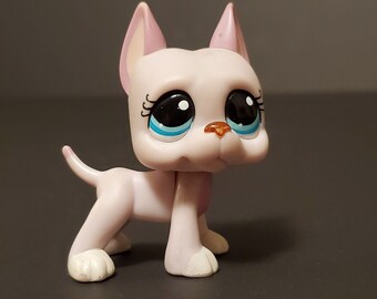 LPS CAT original Littlest pet shop Bobble head toys custom made #577  standing white short hair cat with blue eyes