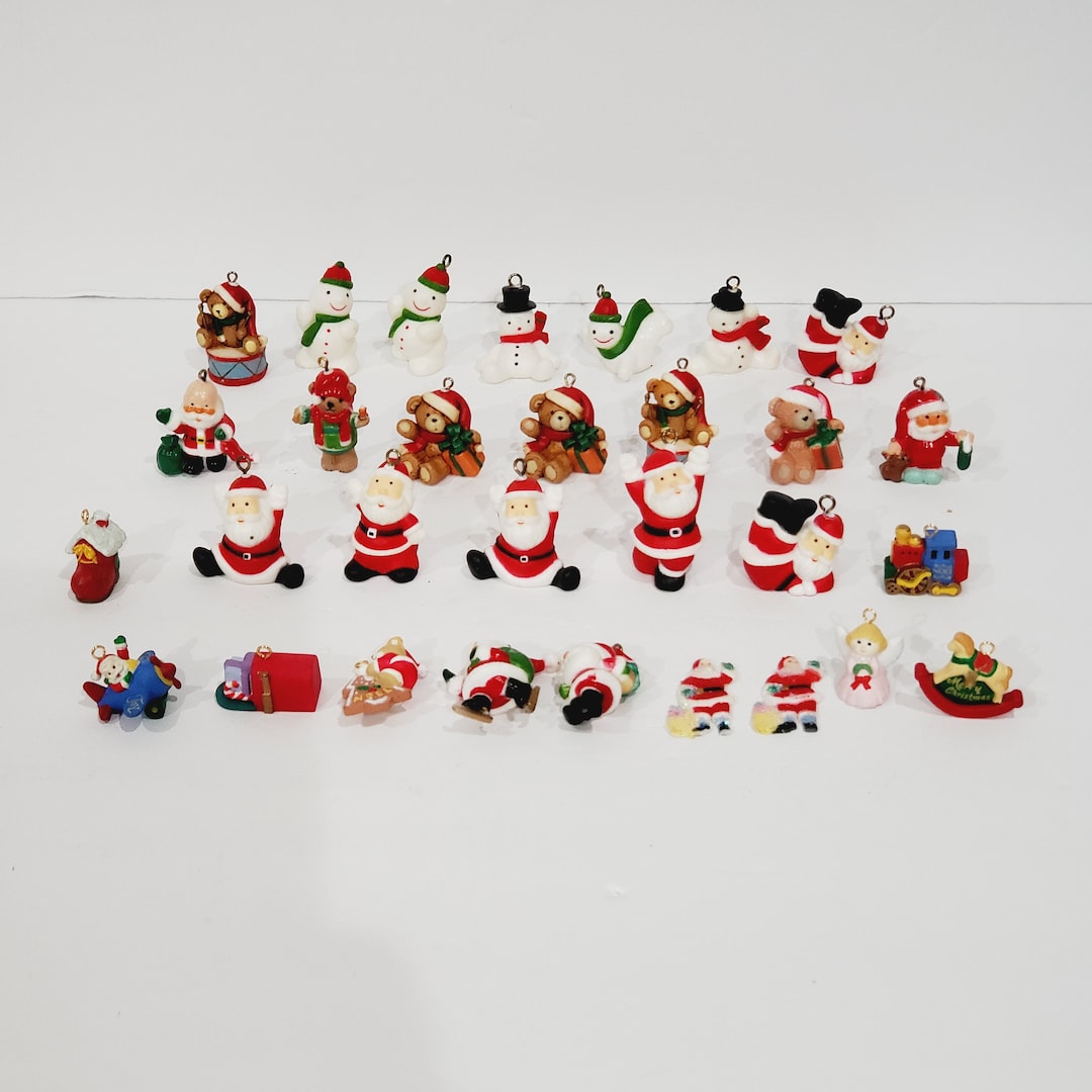 1 Inch Miniatures Mini 1 Inch Christmas Tree Ornaments Santas, Snowman and Teddy Bears ...