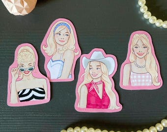 Pink movie inspired stickers - Margot Robbie inspired stickers - Doll inspired stickers