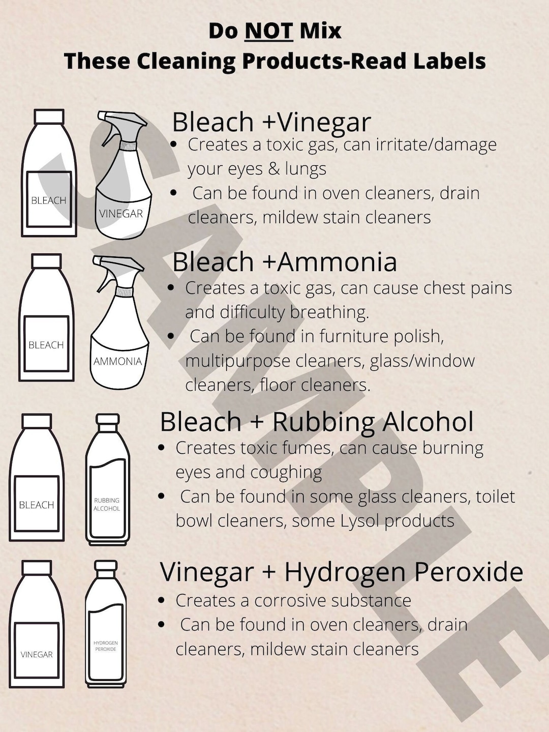 Cleaning Product Safety Chart. Cleaning Chemicals That Don't Mix