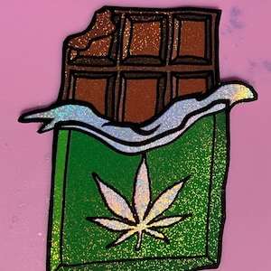 Marijuana chocolate bar  holographic sticker