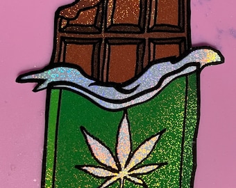 Holografische sticker marihuanachocoladereep