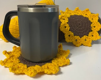 Posavasos de girasol / Ganchillo / Llavero de girasol