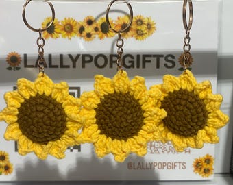 Llavero de girasol de crochet