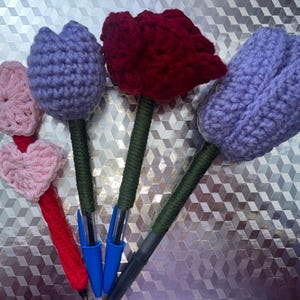 Crochet  pens|flower|rose|heart