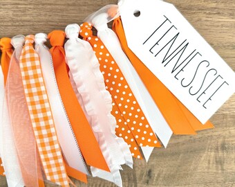 Custom University of Tennessee Ribbon Garland | Tennessee Orange White ...