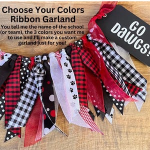 Custom Ribbon Garland: Team Spirit Banner, College Colors, Personalized Tag