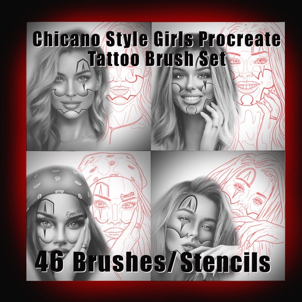 Chicano Style Girls tattoo Brushes/Stencils