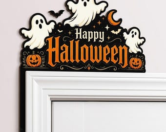 Halloween Door Corner Decor, Happy Halloween Door Topper, Ghost Corner Sign, 90 Corner Decor, Halloween Door Frame Decor, Boo Sign