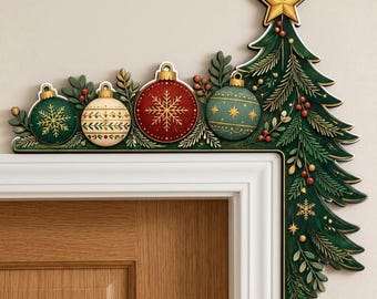 Christmas Corner Decor, Christmas Door Frame Topper, TV Corner Decor, Holiday Switch Corner Decoration, Wooden Christmas Decor, Door Topper