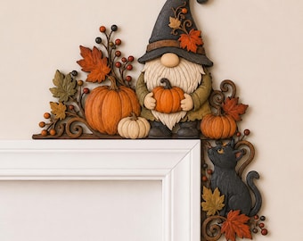 Pumpkin Door Corner Decor, Fall Harvest Door Topper, Autumn Pumpkin Corner Decoration,  Thanksgiving Door Frame Decor, Halloween Home Decor