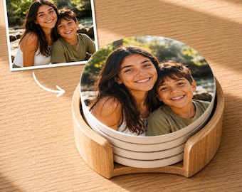 Custom Photo Circle & Square Coasters, Personalized Picture Coaster Set, Family Photo Gift, Custom Coasters for Home