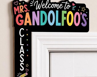 Personalized Teacher Classroom Corner Topper, Custom Welcome Classroom Sign, Teacher Door Decor, School Door Corner Sign, Teacher Name Gift