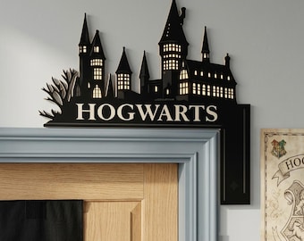 Personalized Wizard Castle Door Corner, Magic School Door Frame Topper, Custom Room Name Halloween Corner Decoration, Fantasy Entryway Decor