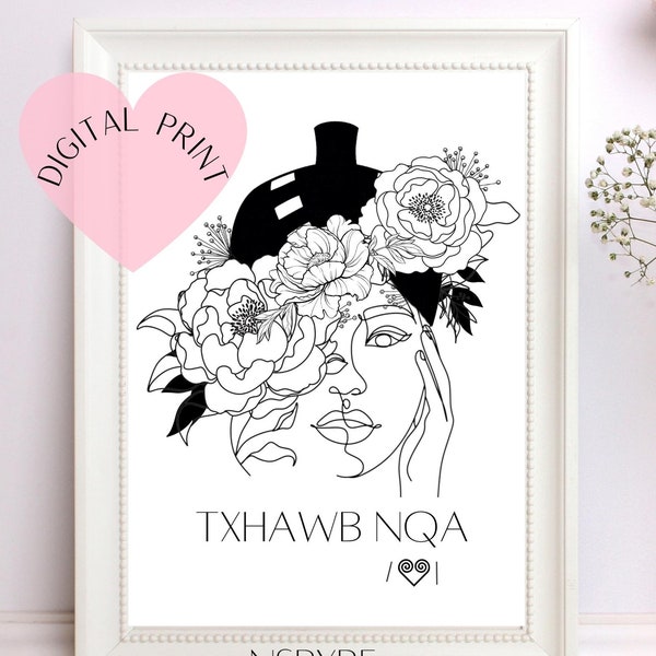 DIGITAL PRINT SUPPORT Woman | Digital Art | Digital Download | Digital Hmong Art | Hmong Art | Nspyre Printables