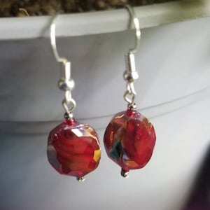 Cranberry red earrings in silver